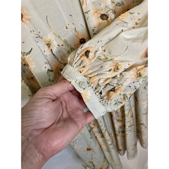 H & M Floral Babydoll Loose Dress Womens 10 Long Sleeve Cottagecore Fairy Boho - Picture 4 of 8